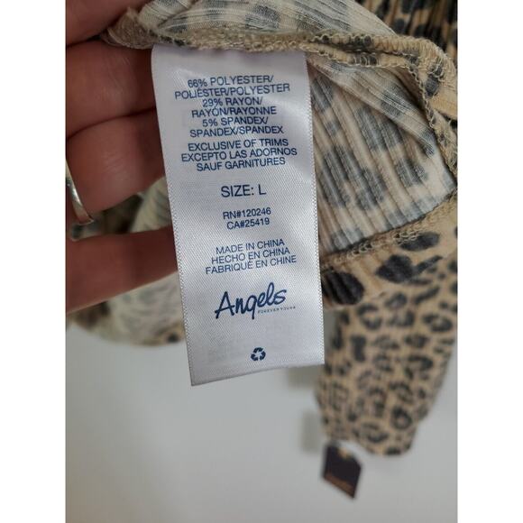 Angels Forever Young Hoodie Shirt Womens Large Brown Animal Print New - Picture 12 of 16